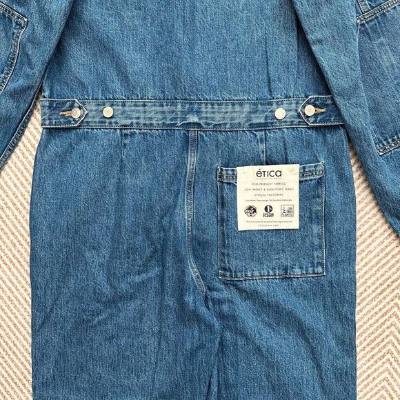 NWOT Ética Larsen Utility Denim Jumpsuit Long Sleeves Size M - Picture 11 of 12